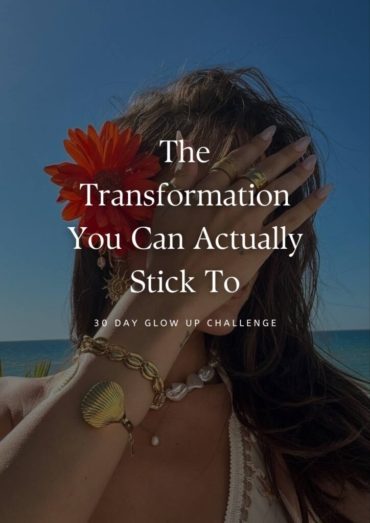A confident woman during summer representing a structured glow-up challenge and personal transformation.