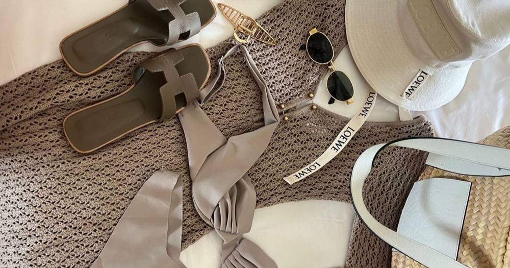 Vacation accessories flatlay