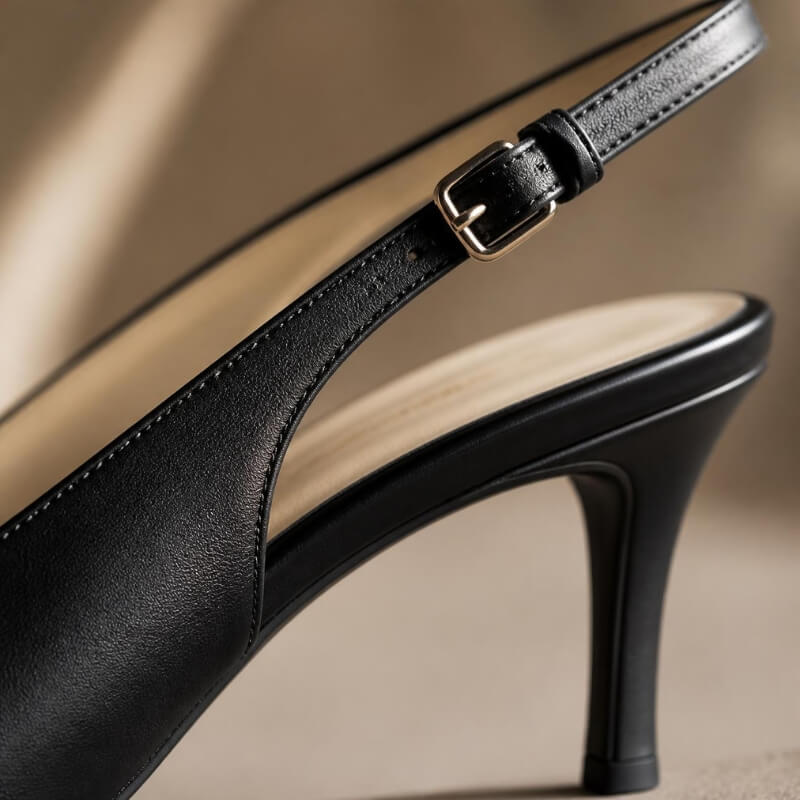 Manolo Blahnik style slingback heel detail