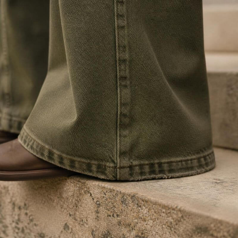 Olive green denim texture